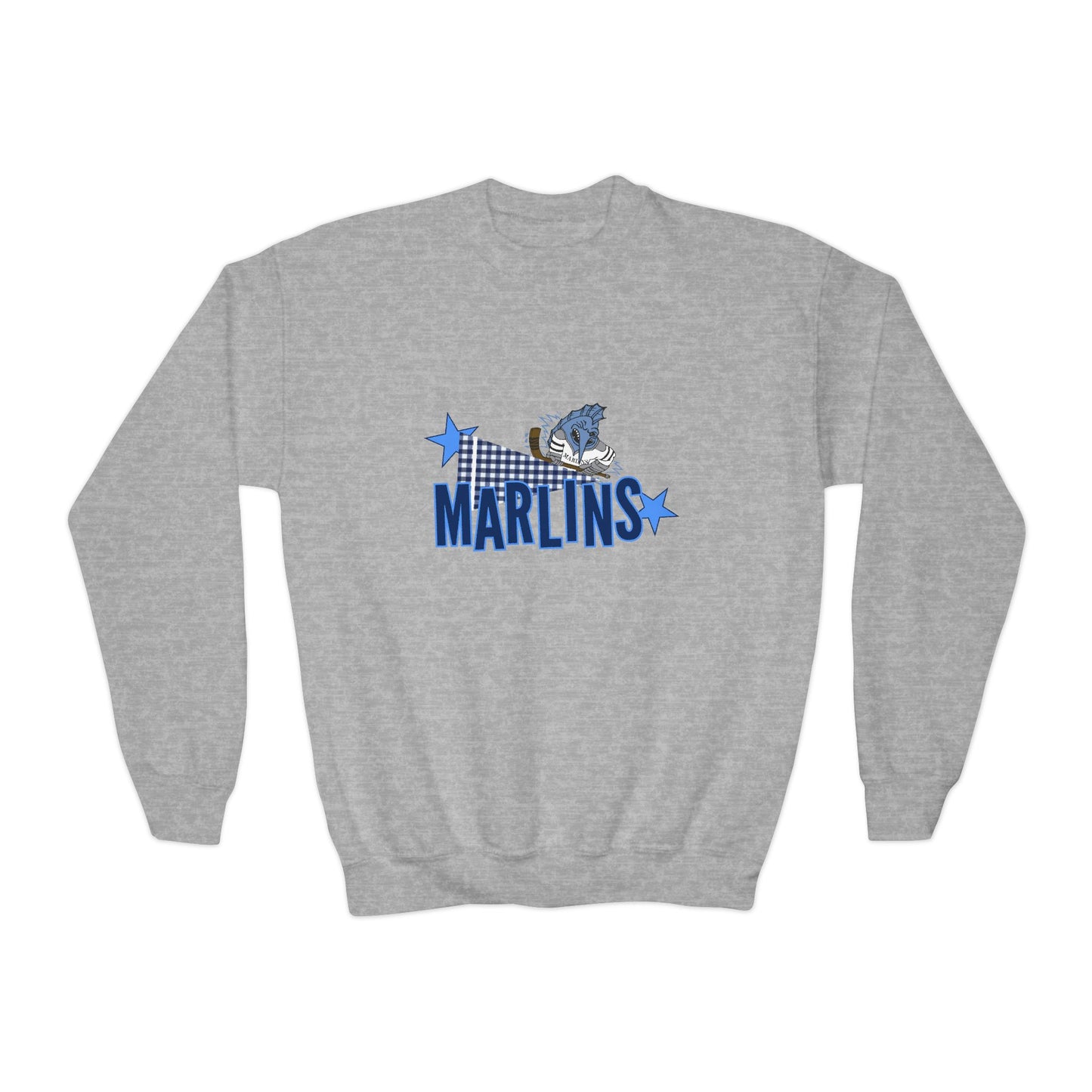 Youth Crewneck Sweatshirt - Marlins Hockey Patchwork