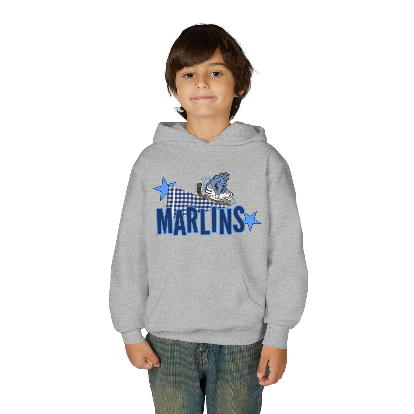Youth Marlins Hoodie — Marlins Hockey Patchwork