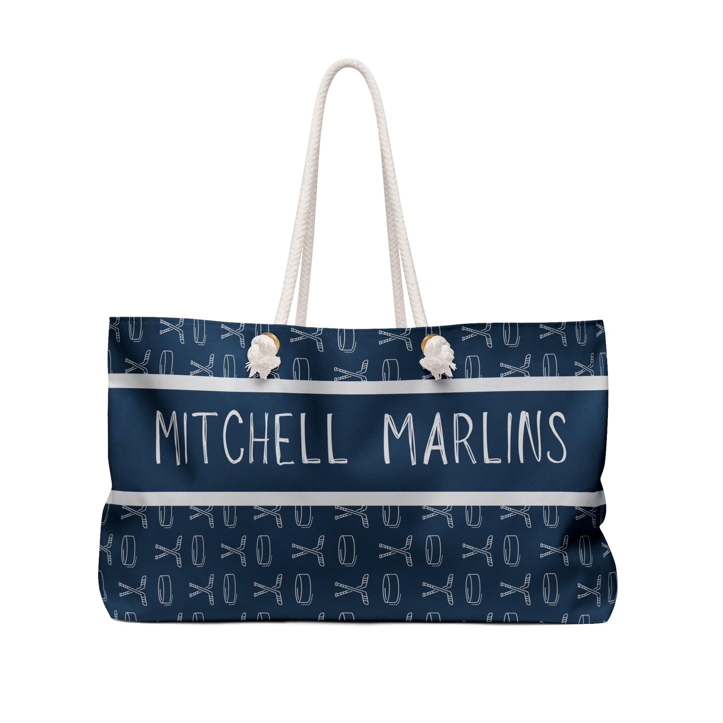 Weekender Bag - Mitchell Marlins Navy Hockey Design