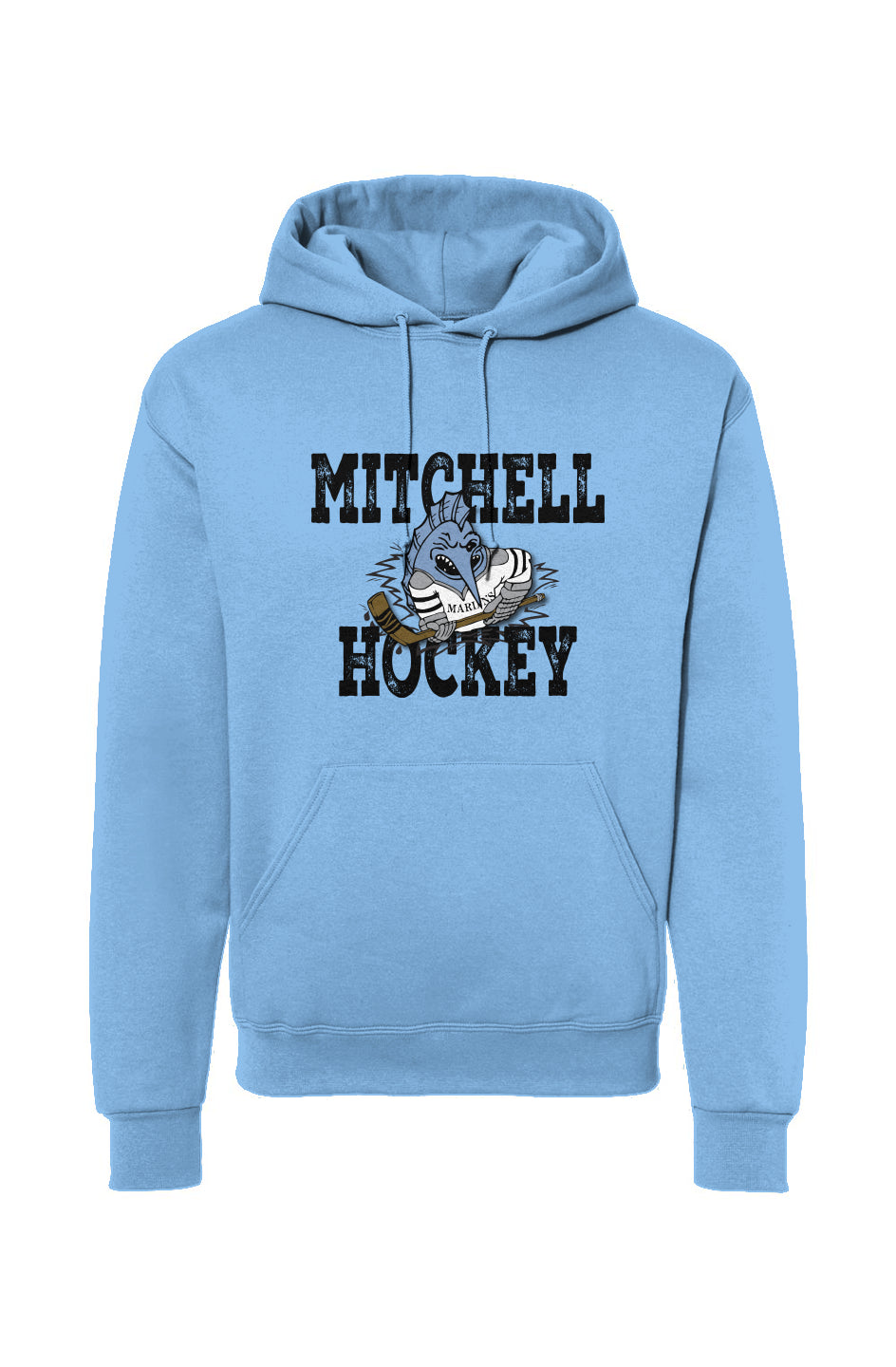 Mitchell Hockey Hooded Sweatshirt - OG Fish Light Blue