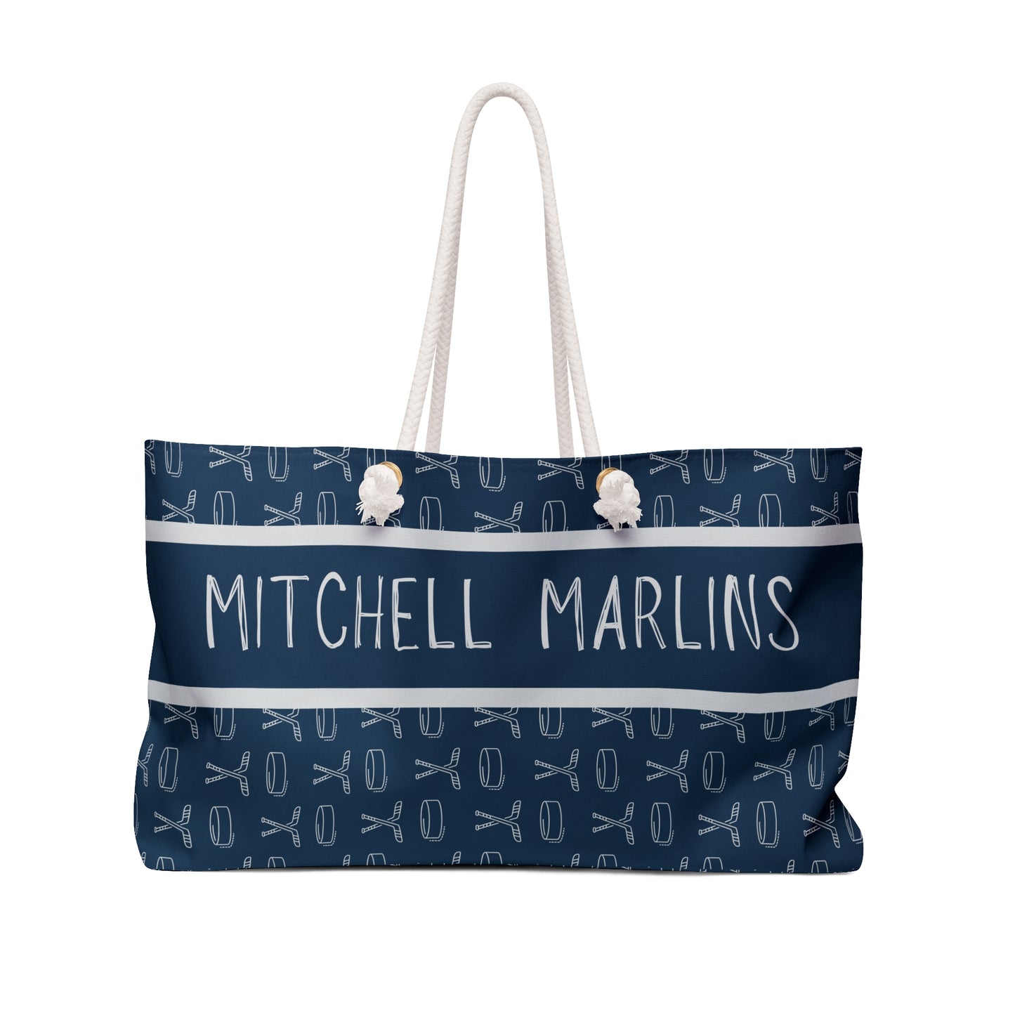 Weekender Bag - Mitchell Marlins Navy Hockey Design