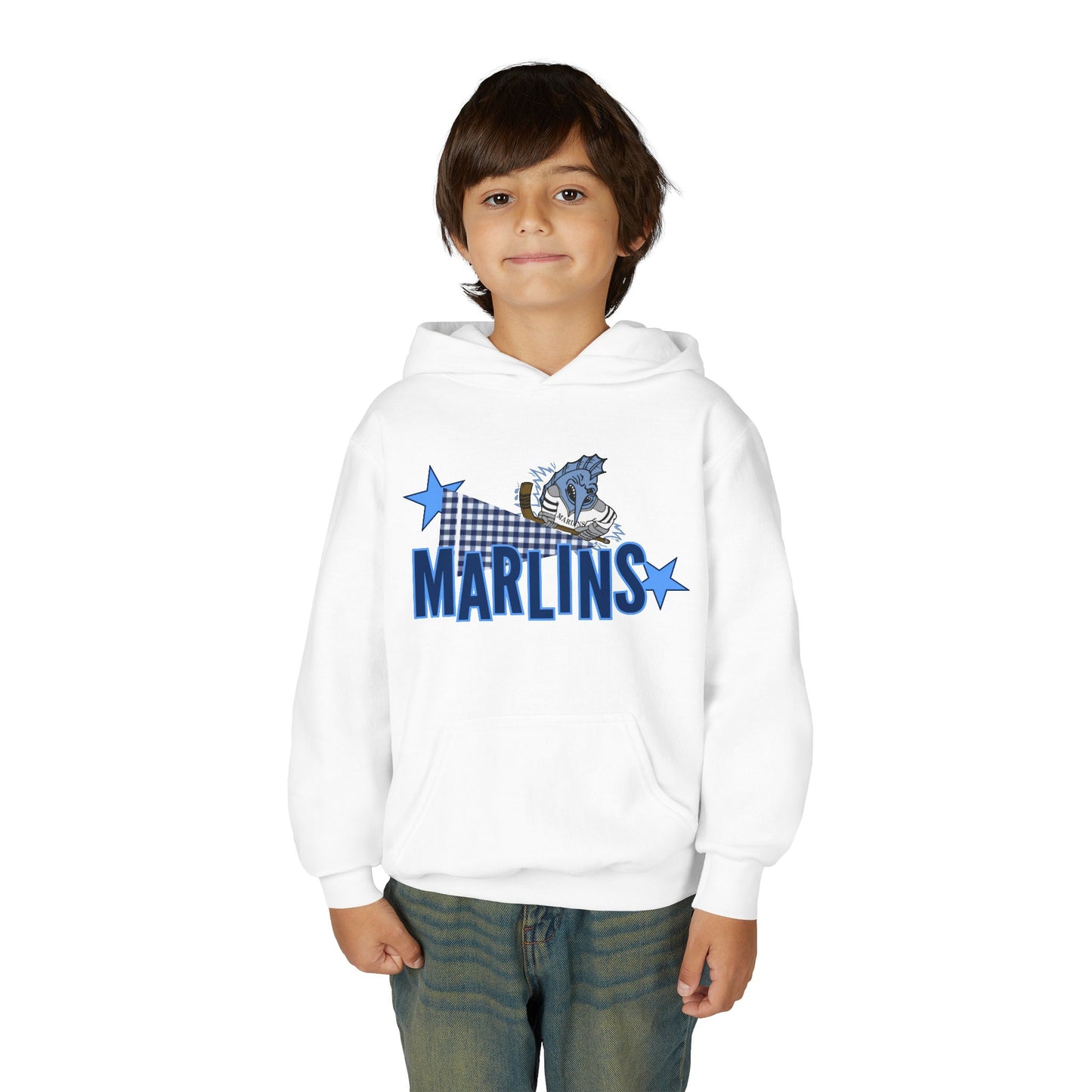 Youth Marlins Hoodie — Marlins Hockey Patchwork